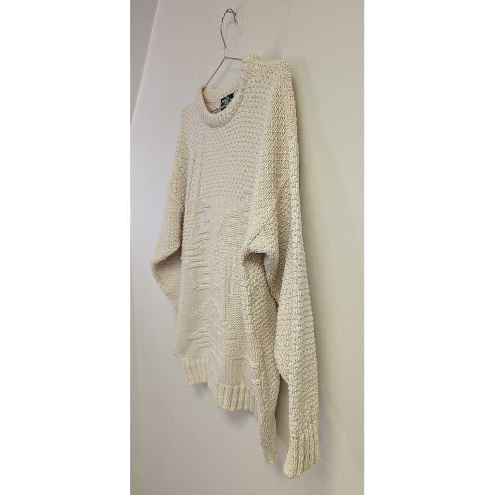 Vintage North Bay Outfitters Fisherman Sweater Made in USA Heavy Knit Ivory M - Picture 2 of 8
